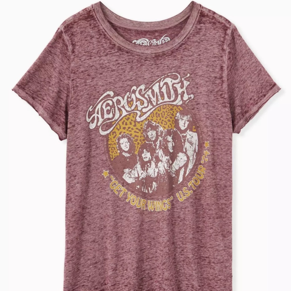 Torrid size 1 Aerosmith Burgundy Purple Burnout Crew Tee 74